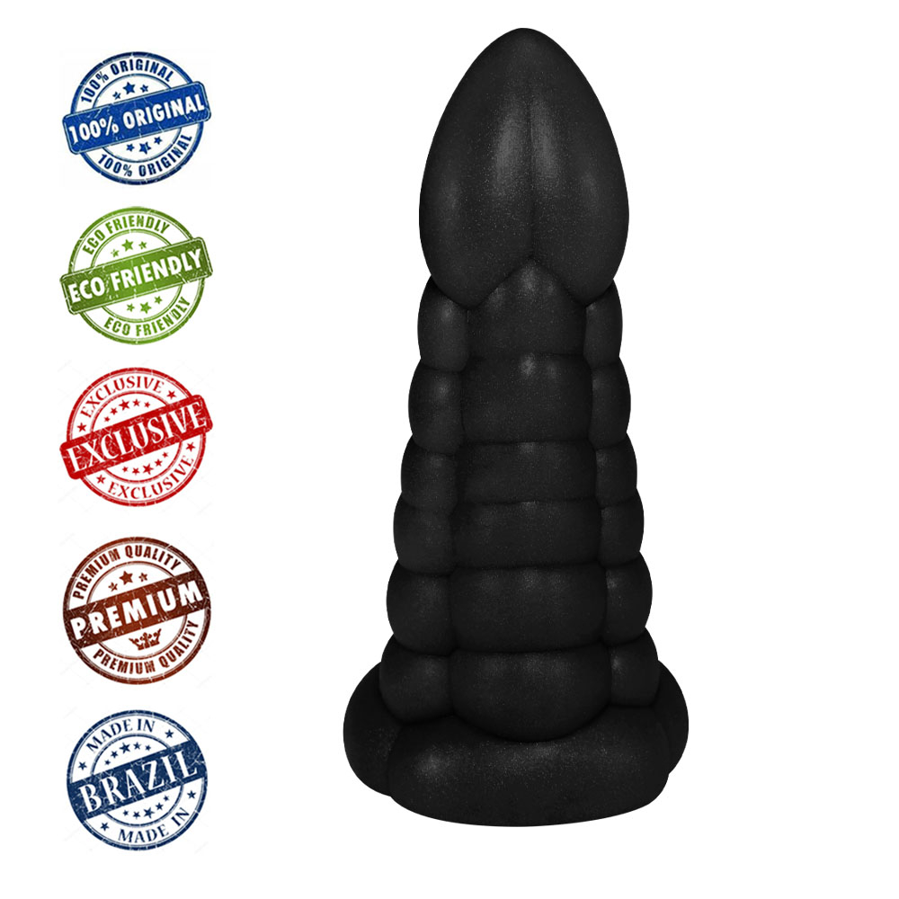 Pênis Feito em PVC Flexível com Escroto Snake 16 x 5cm Preto Cintilante | Foto 05