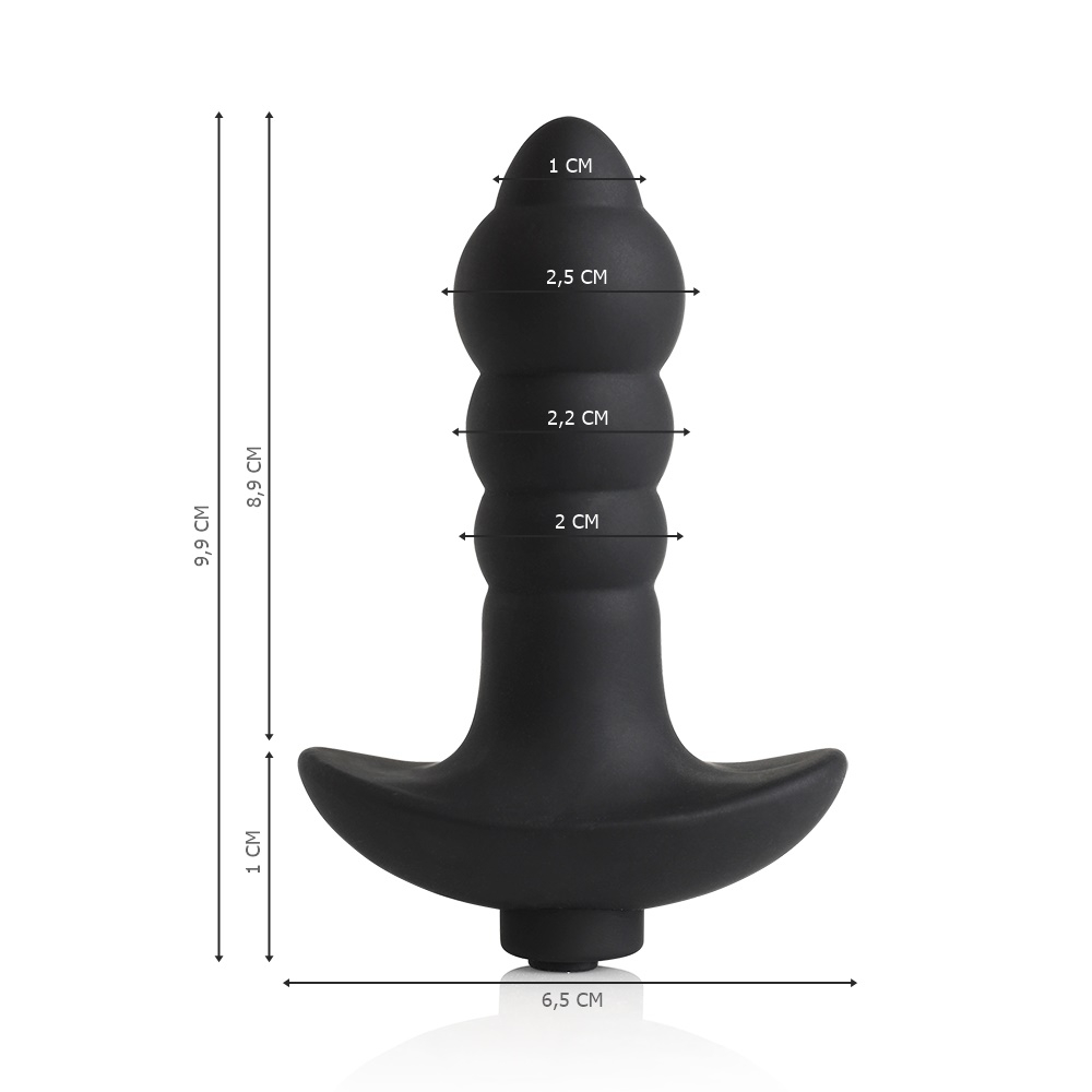 Plug Anal Recarreg�vel em Silicone com Multivelocidade My Boy Wavy Preto | Foto 03
