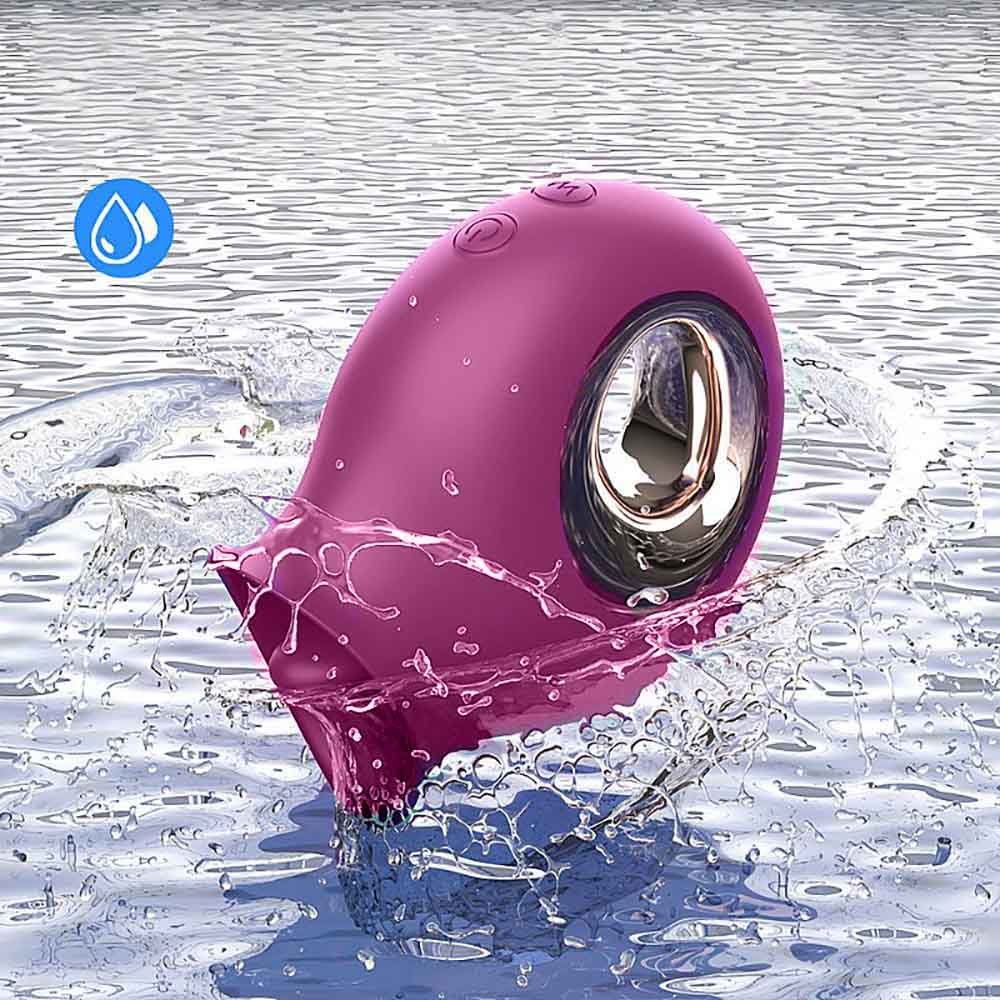 Close no design ergon�mico do Vibrador Cleopatra Pink e texturas internas