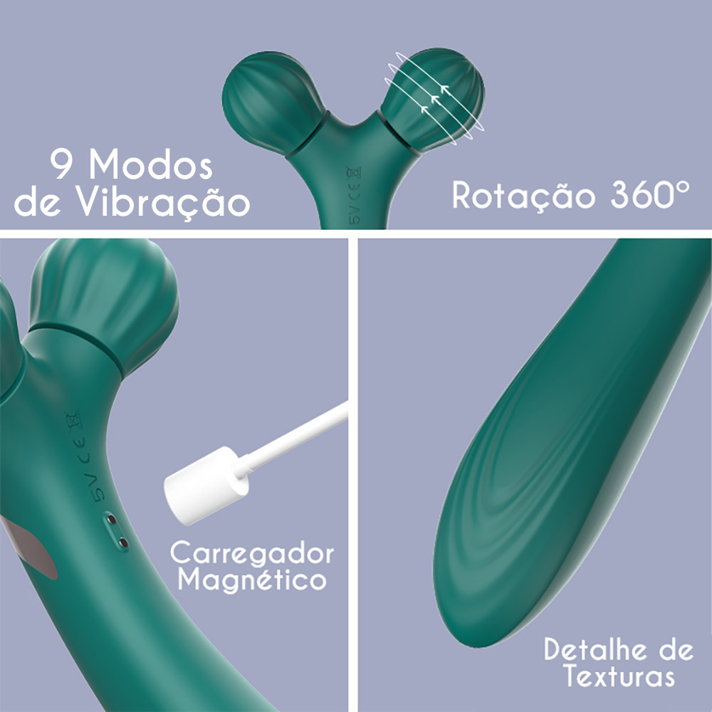 Detalhe do cabo USB de carregamento do Massageador Twig Cyan