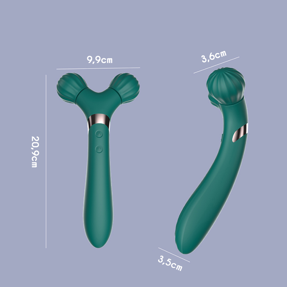 Vista lateral do Massageador Twig Cyan em ambiente de uso com privacidade