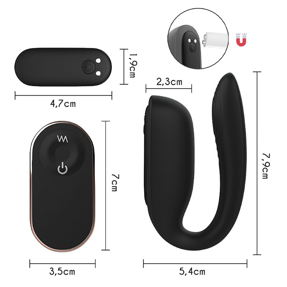 Vibrador para Casal Recarregável em Silicone com 9 Vibrações e Controle sem Fio Baud Preto | Foto 06