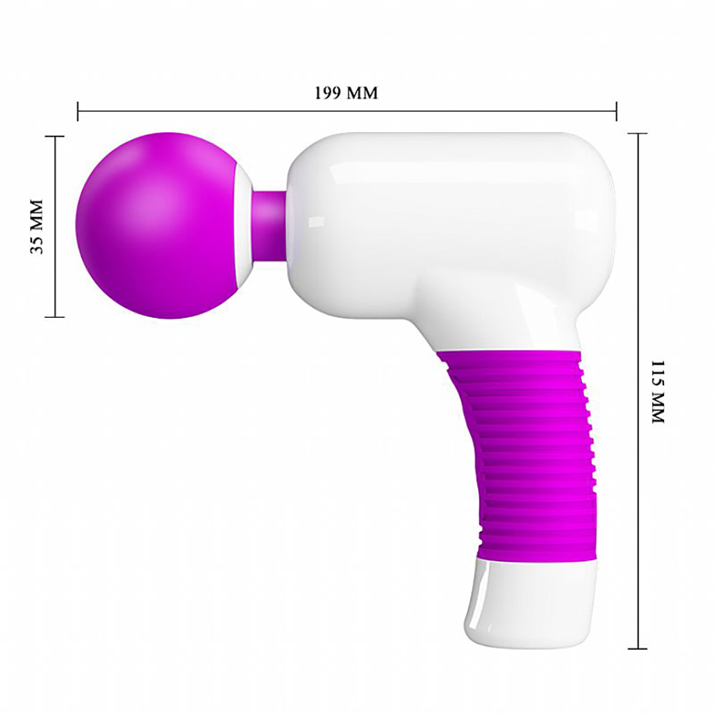 Massageador Er�tico Recarreg�vel em Silicone com 7 Vibra��es Super Power Pink | Dimens�es Detalhadas do Produto