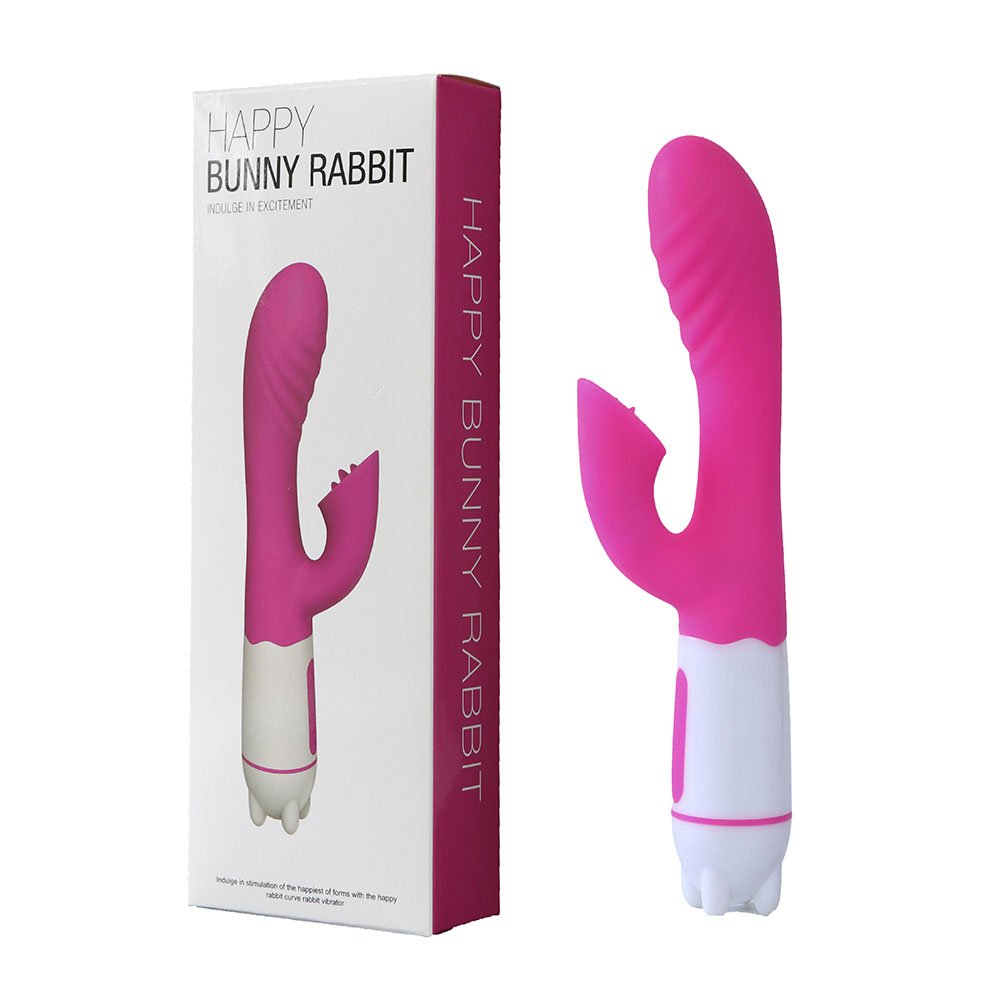 Vibrador Duplo Recarregável em Silicone para Clitóris e Ponto G com 36 Vibrações HAPPY BUNNY Pink | Foto 01