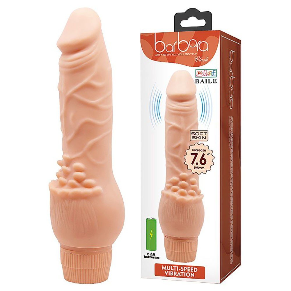 Pênis Realístico com Vibrador e Massageador em Silicone Multivelocidade 19,5 x 3,8cm Bege | Foto 01