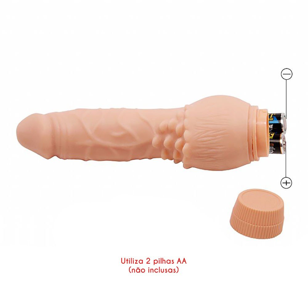 Pênis Realístico com Vibrador e Massageador em Silicone Multivelocidade 19,5 x 3,8cm Bege | Foto 05
