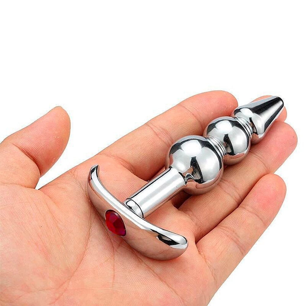 Plug Anal Joia em A�o Inoxid�vel Escalonado Vermelho | Foto 04