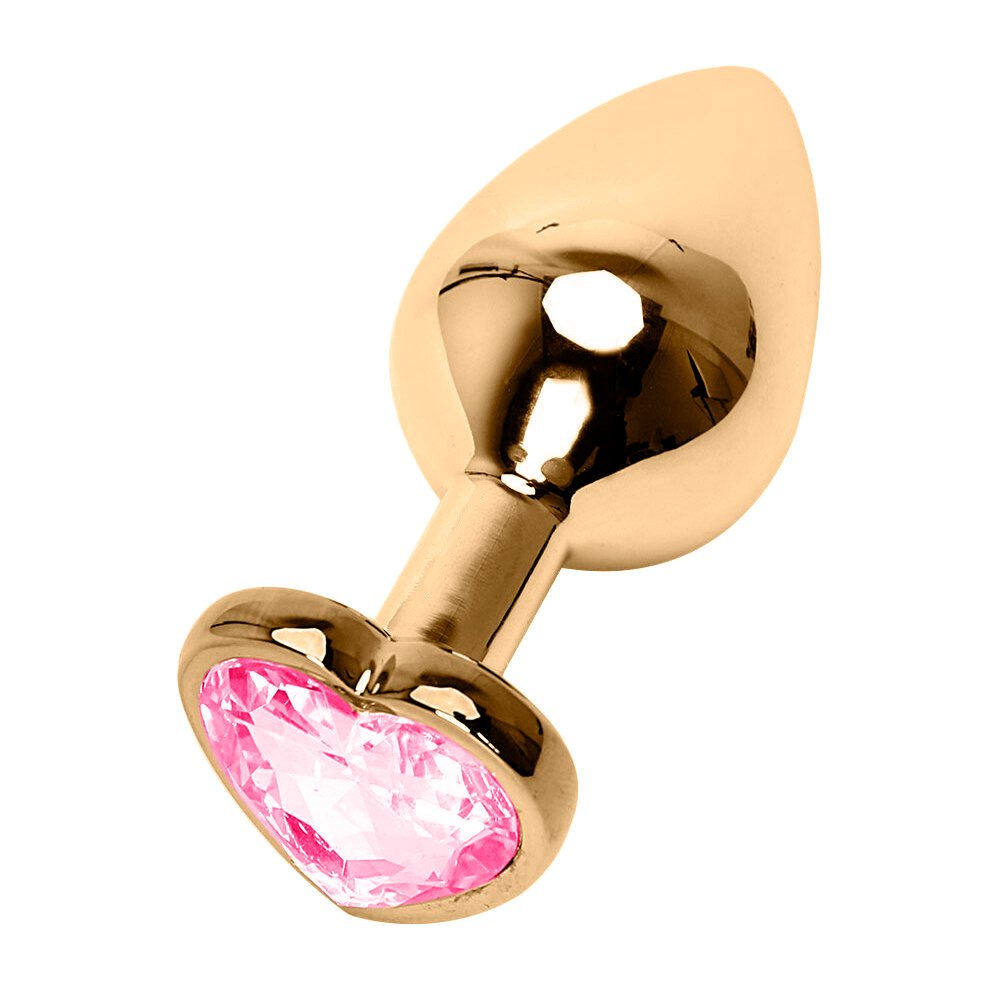 Plug Anal Joia em A�o Inoxid�vel Dourado Base de Cora��o M Pink | Foto 02
