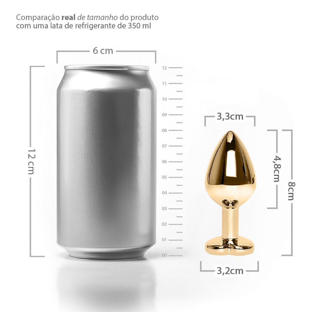 Detalhe da ponta do Plug Anal Joia Dourado M, suave e afilada para inser��o confort�vel e segura.
