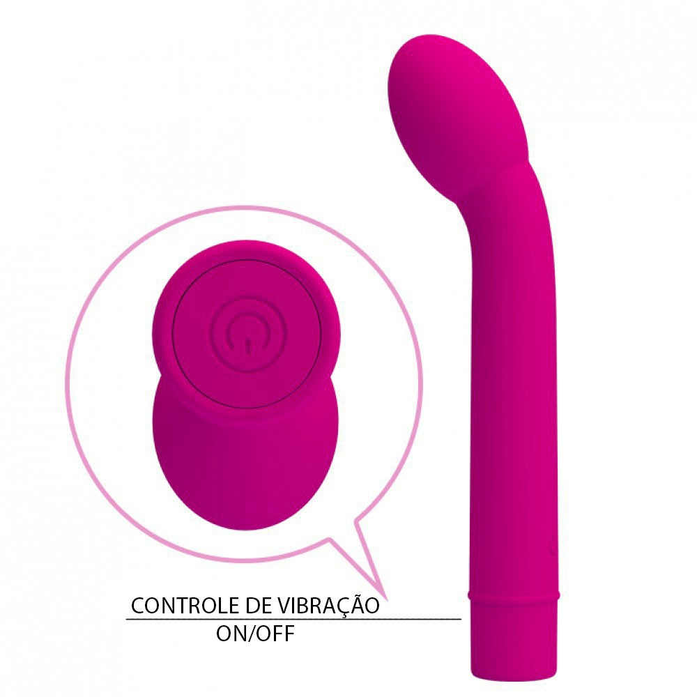 Vibrador Ponto G em Silicone Pretty Love Logan Pink com detalhe do bot�o de controle de vibra��o ON/OFF