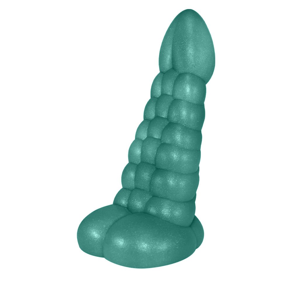 Pênis Feito em PVC Flexível com Escroto Snake 16 x 5cm Verde Cintilante | Foto 03