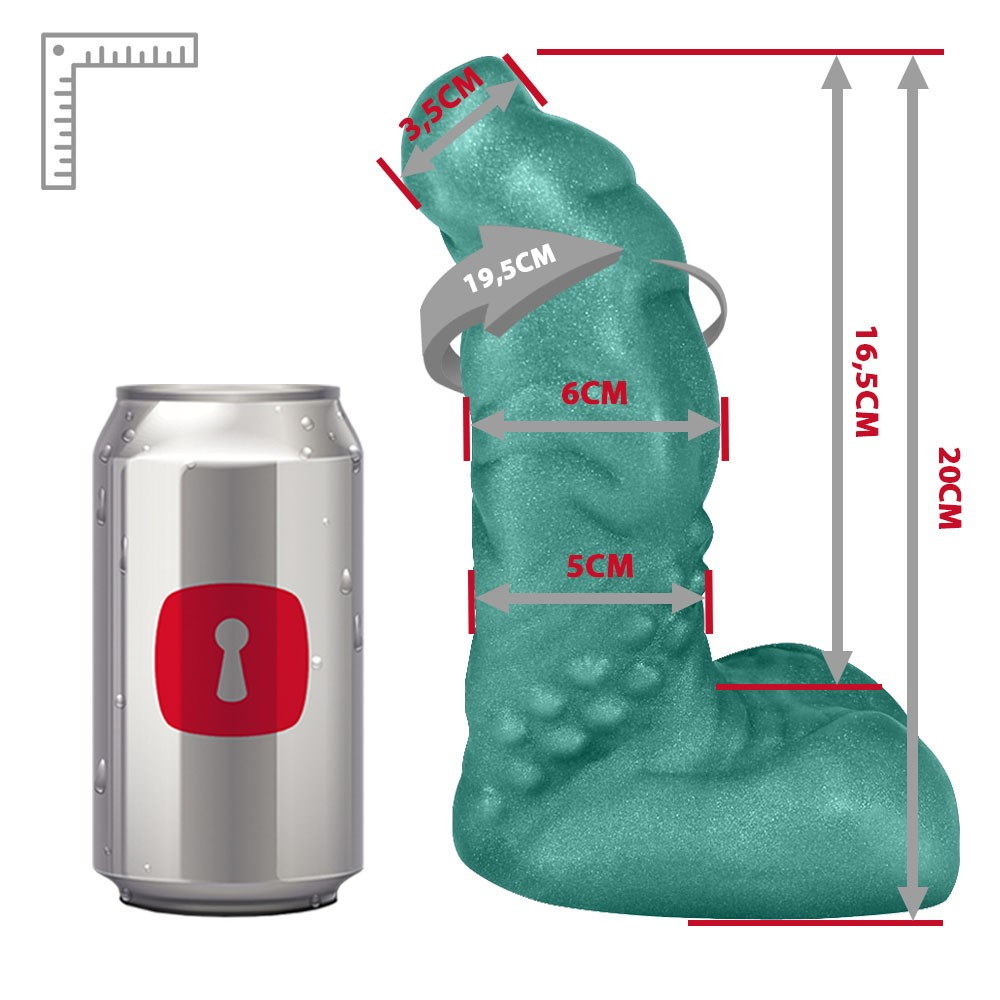 Pênis Feito em PVC Flexível com Escroto, Vibrador e Ventosa Goodzilla 20 x 6,5cm Verde Cintilante | Foto 06