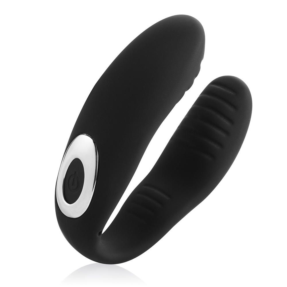 Vibrador para Casal Recarregável via USB em Silicone com 10 Vibrações U-Vibrator Nana Preto | Foto 01