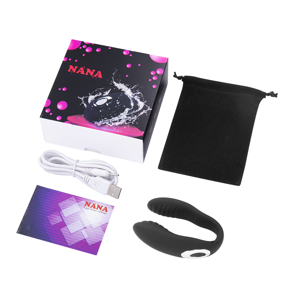 Vibrador para Casal Recarregável via USB em Silicone com 10 Vibrações U-Vibrator Nana Preto | Foto 06