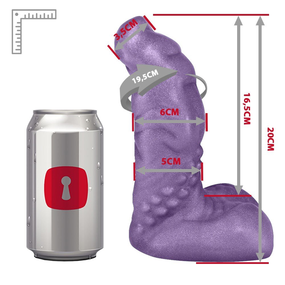 Pênis Feito em PVC Flexível com Escroto, Vibrador e Ventosa Goodzilla 20 x 6,5cm Roxo Cintilante | Foto 06