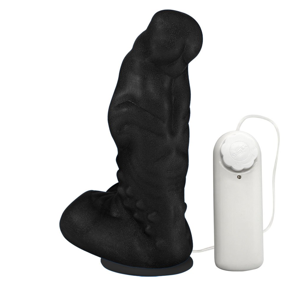 P�nis Feito em PVC Flex�vel com Escroto, Vibrador e Ventosa Goodzilla 20 x 6,5cm Preto | Foto 04