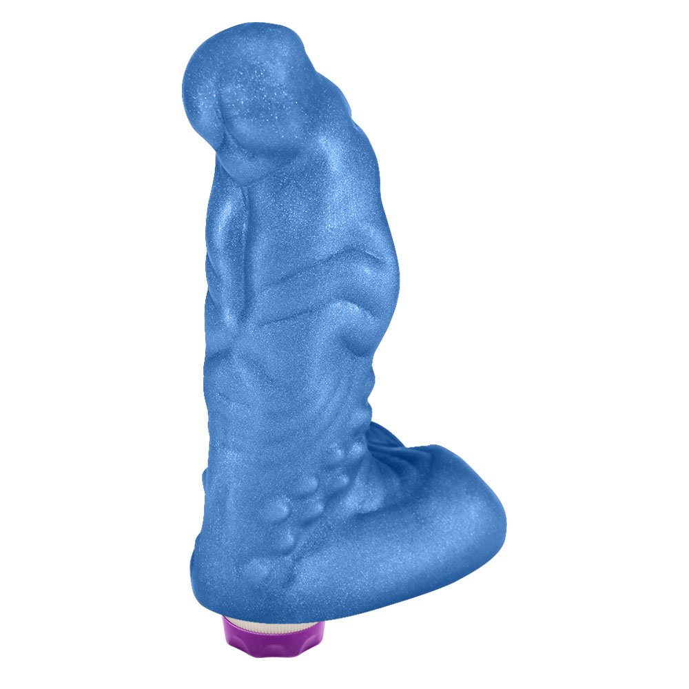 Pênis Feito em PVC Flexível com Escroto e Vibrador Goodzilla 20 x 6,5cm Azul Cintilante | Foto 02