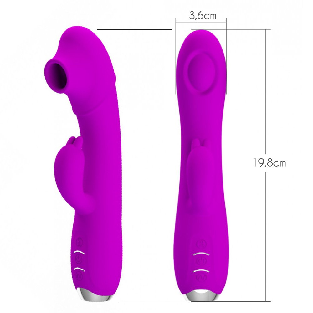 Vibrador Duplo Recarregável em Silicone com Estimulador de Clitóris e 12 Vibrações 18,8x3,5cm Roxo | Foto 05 Vibrador Duplo Recarregável em Silicone com Estimulador de Clitóris e 12 Vibrações 18,8x3,5cm Roxo | Foto 05