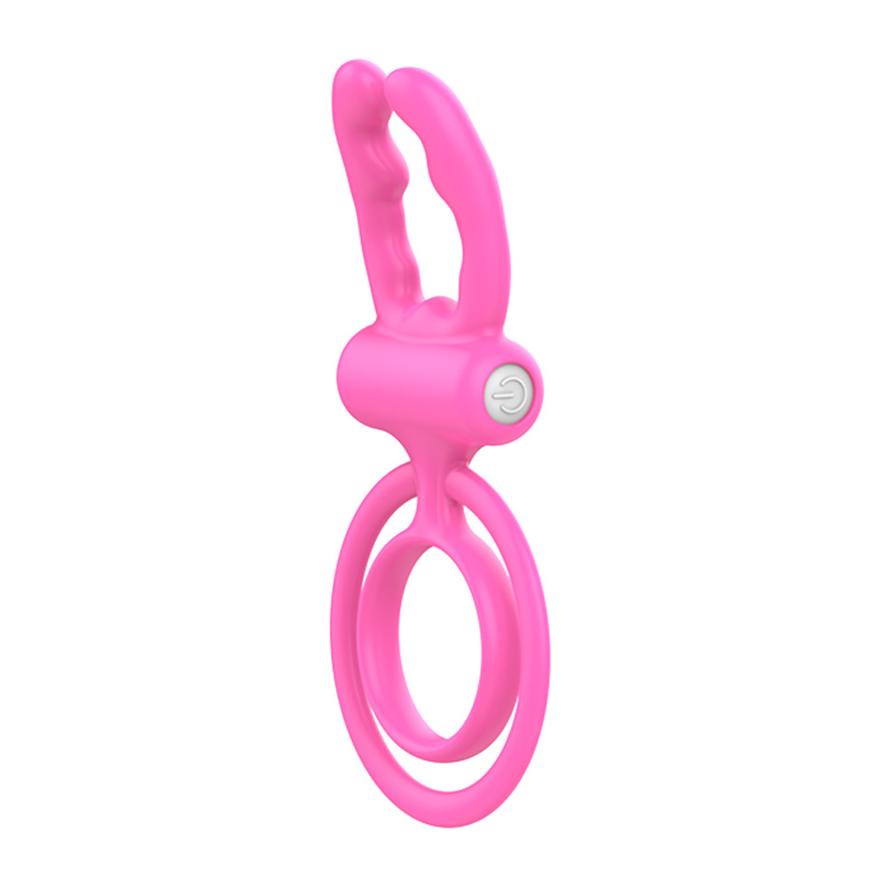 Anel Peniano em Silicone com Argola Testicular com Vibração Rosa | Foto 03 Anel Peniano em Silicone com Argola Testicular com Vibração Rosa | Foto 03