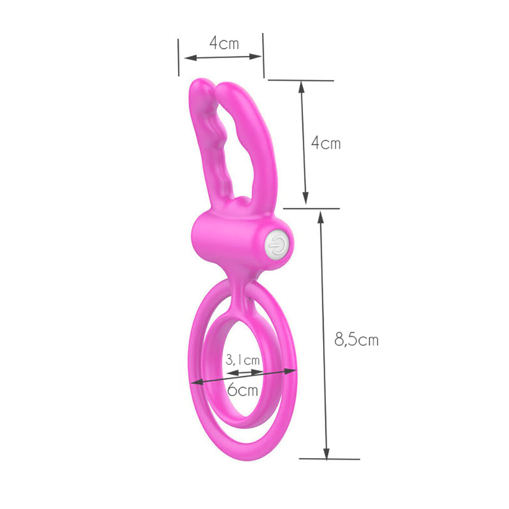 Anel Peniano em Silicone com Argola Testicular com Vibração Rosa | Foto 06 Anel Peniano em Silicone com Argola Testicular com Vibração Rosa | Foto 06