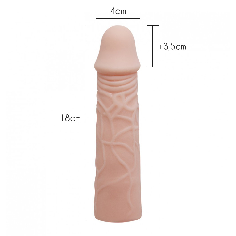 Capa Peniana em Cyberskin com Extensor 17x3,5cm Bege | Foto 06