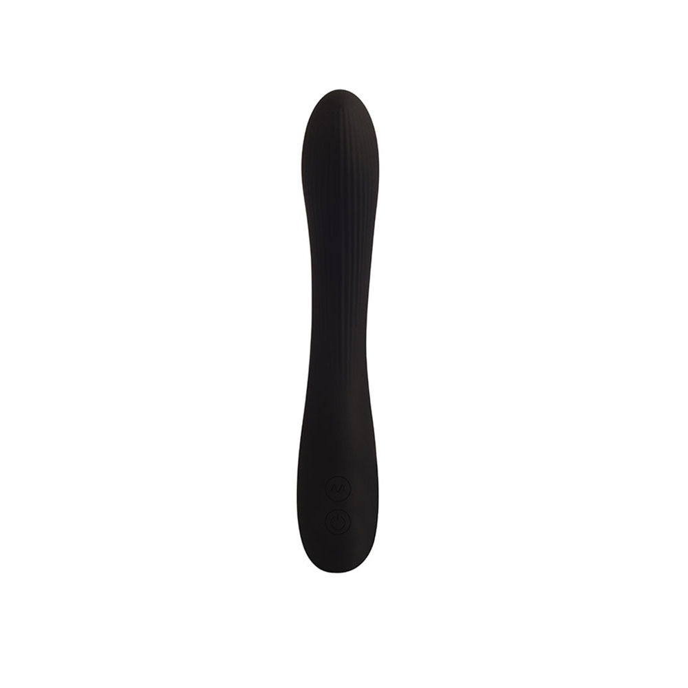 Vista frontal do Massageador Magic Wand V6 Preto, destacando a superf�cie de silicone e os bot�es de controle
