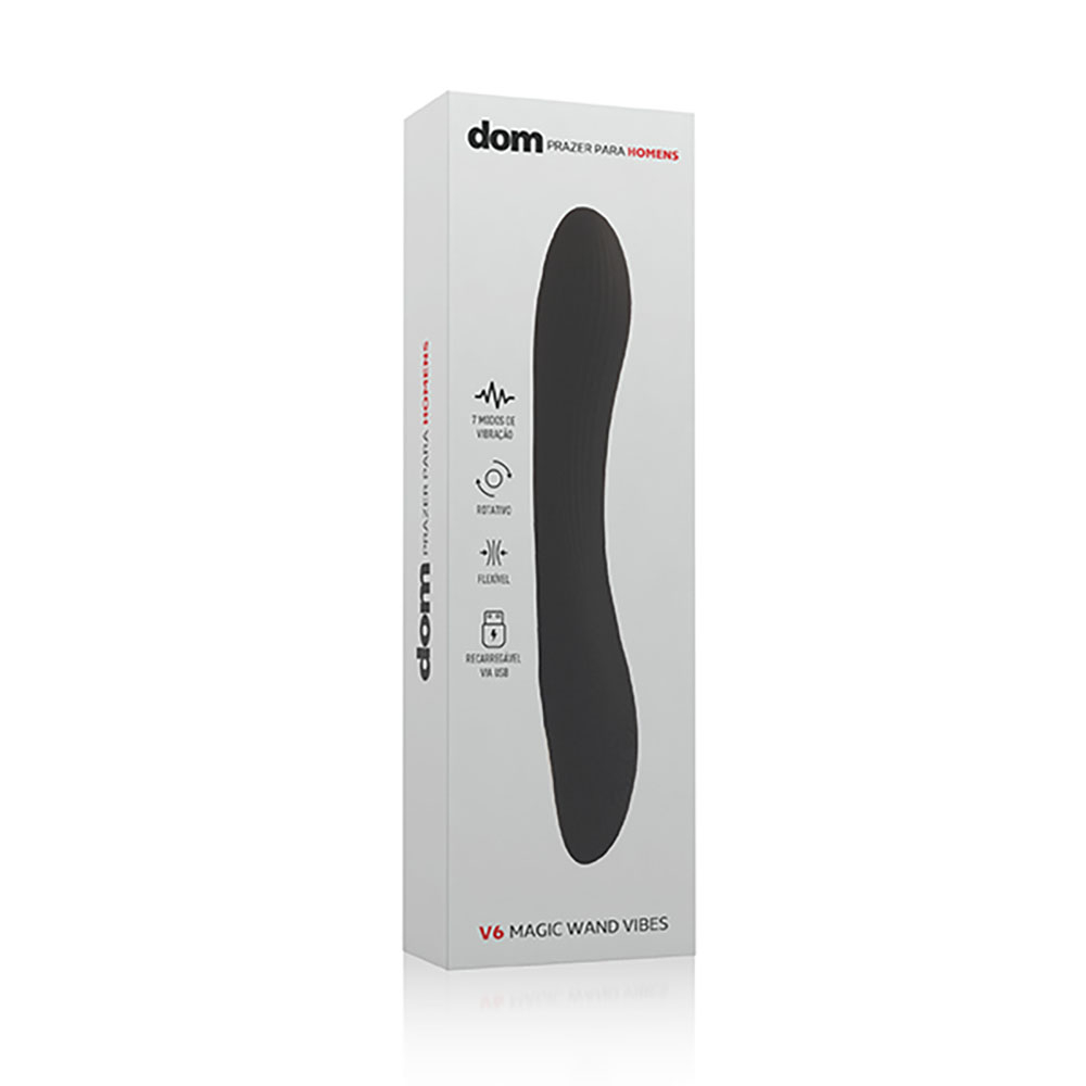 Close da superf�cie estriada do Massageador Magic Wand V6 Preto, projetada para vibra��es mais intensas