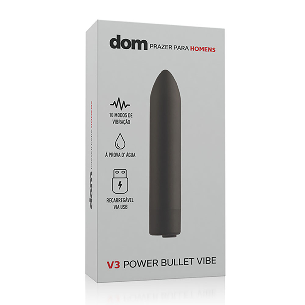 Vibrador Bullet Power Recarreg�vel com 10 Vibra��es V3 Preto | Foto 03