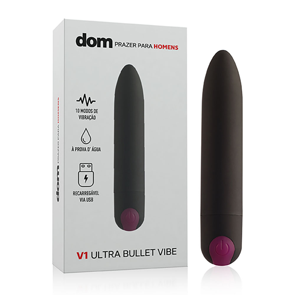 Vibrador Bullet Ultra Vibe Recarregável com 10 Vibrações V1 Preto | Foto 01 Vibrador Bullet Ultra Vibe Recarregável com 10 Vibrações V1 Preto | Foto 01
