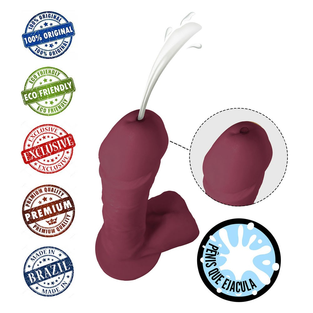 Pênis que Ejacula com Escroto e Ventosa Soft Touch 16 x 4cm Pink | Foto 05