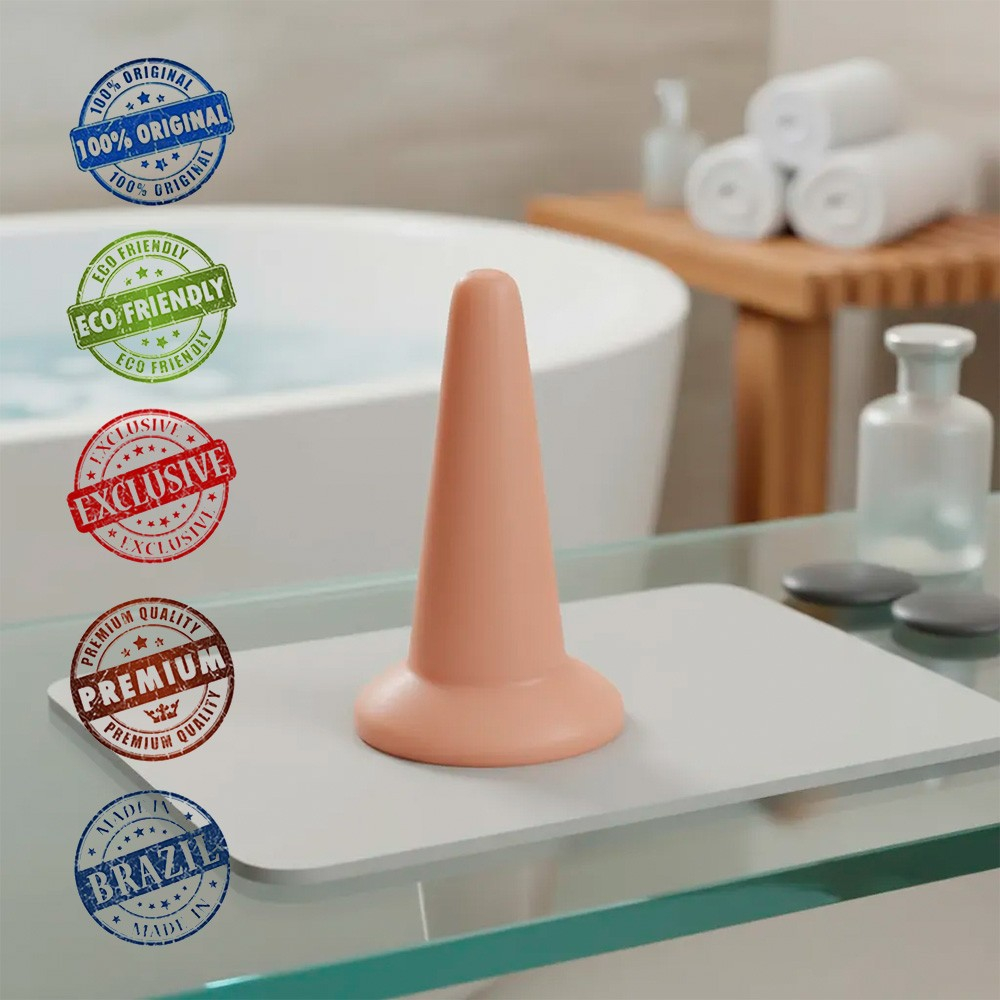 Plug Anal Cone de PVC Flexível 13 x 4,3cm Bege | Foto 05 Plug Anal Cone de PVC Flexível 13 x 4,3cm Bege | Foto 05
