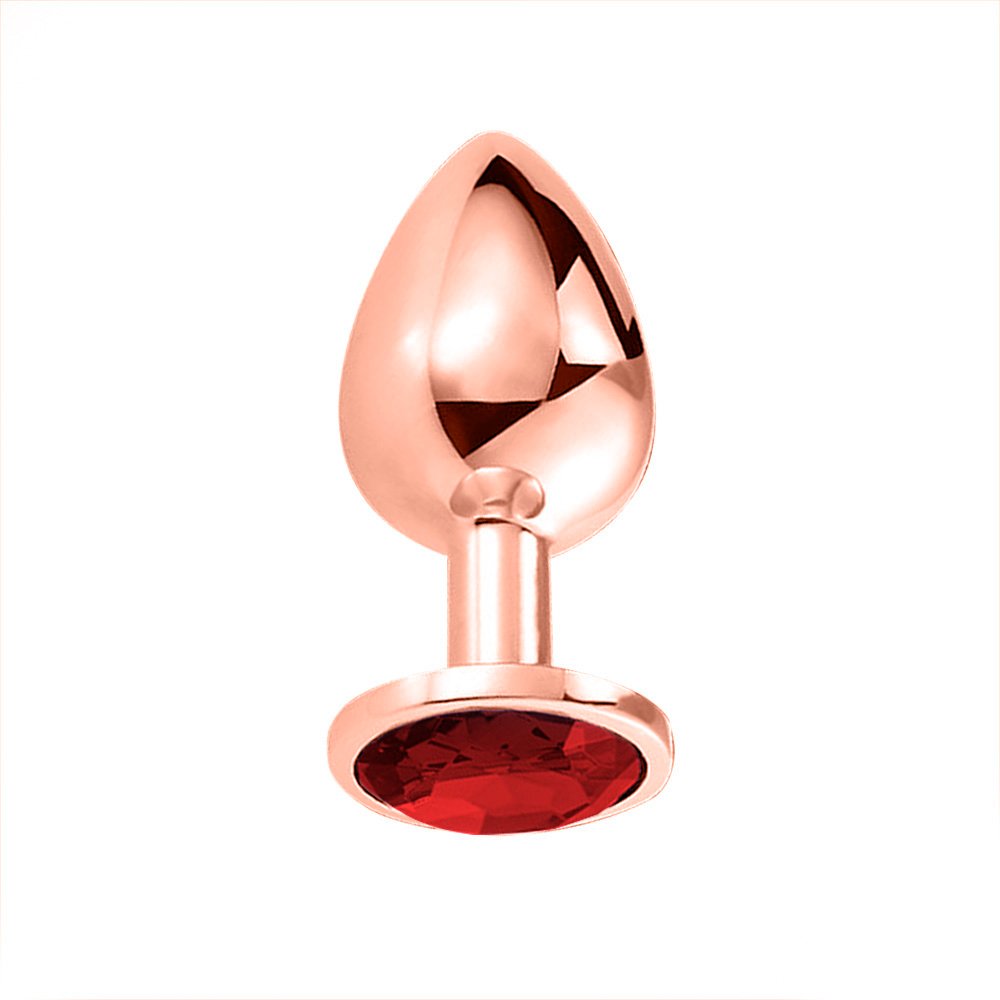 Plug Anal Joia em A�o Inoxid�vel Rose com Base Redonda P Vermelho | Foto 02