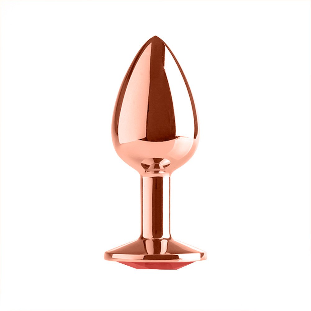 Plug Anal Joia em A�o Inoxid�vel Rose com Base Redonda P Vermelho | Foto 03