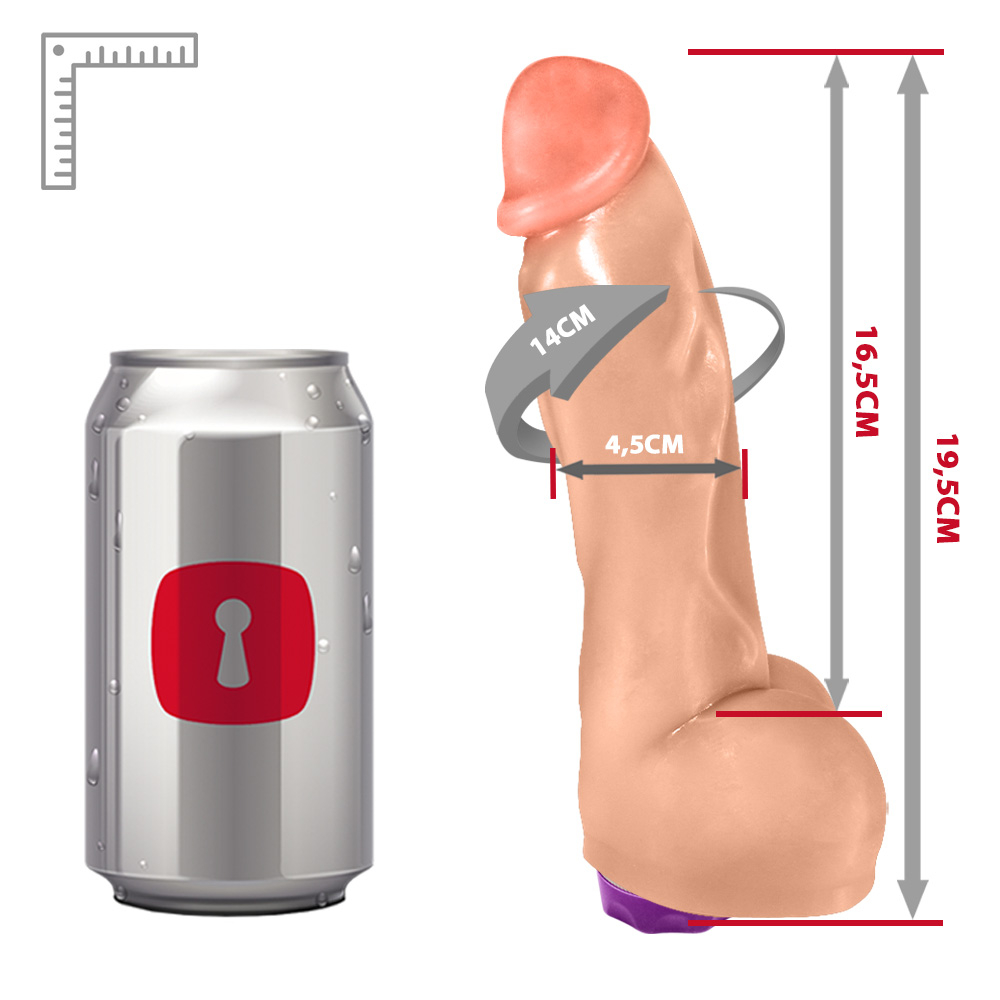 P�nis Real�stico em PVC Flex�vel Heart com Vibrador 19,5 x 4,5cm Bege | Foto 06 - Conjunto completo.