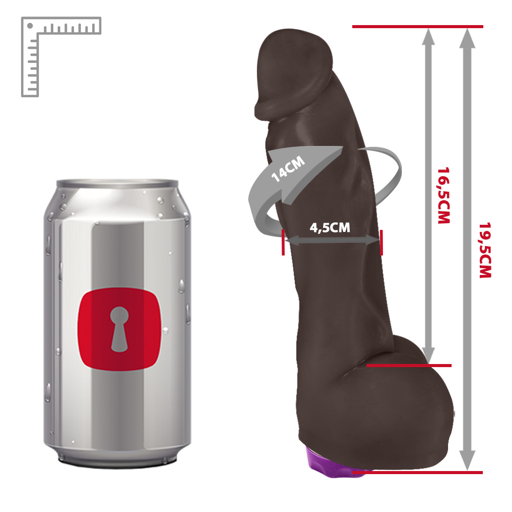 P�nis Real�stico em PVC Flex�vel Heart com Vibrador em uma vis�o geral, destacando a cor marrom e o acabamento de qualidade.