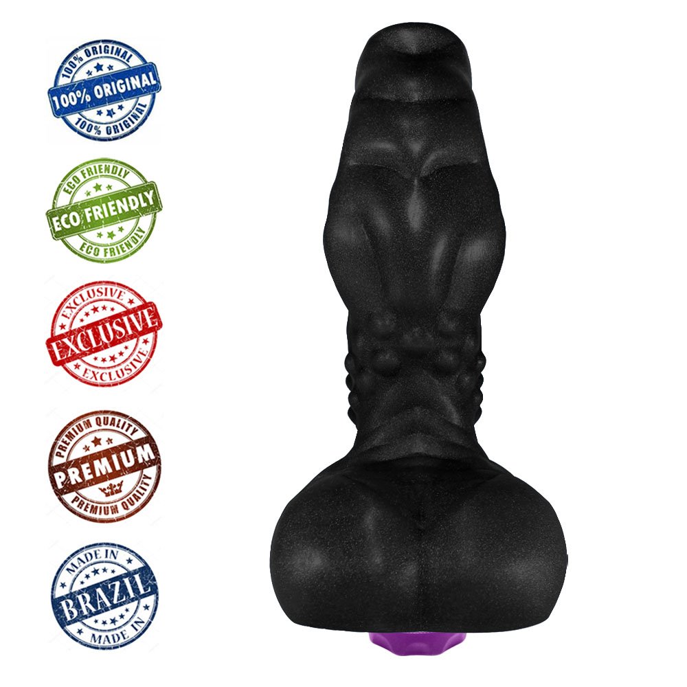 Pênis Feito em PVC Flexível com Escroto e Vibrador Goodzilla 20 x 6,5cm Preto | Foto 05