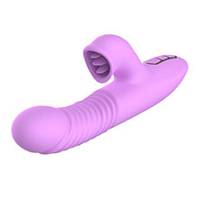 Vibrador Duplo Rotativo Vai e Vem, 7 Vibracoes Pink | Vista do detalhe para estimulacao clitoriana