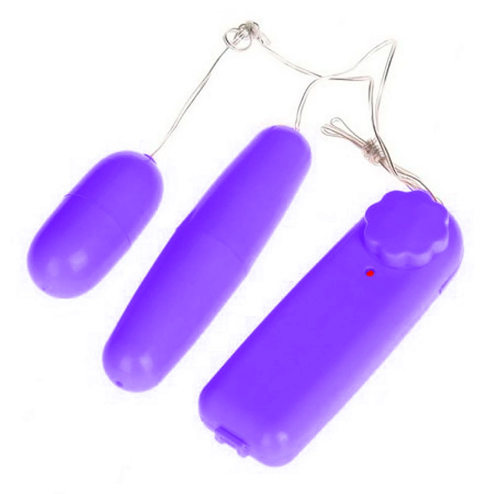 Vibrador Bullet Duplo em Plástico Rígido Multivelocidade e Controle com Fio Roxo | Foto 01