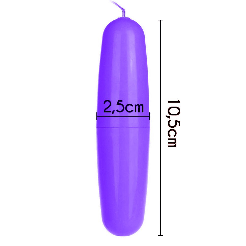 Vibrador Bullet Duplo em Plástico Rígido Multivelocidade e Controle com Fio Roxo | Foto 03