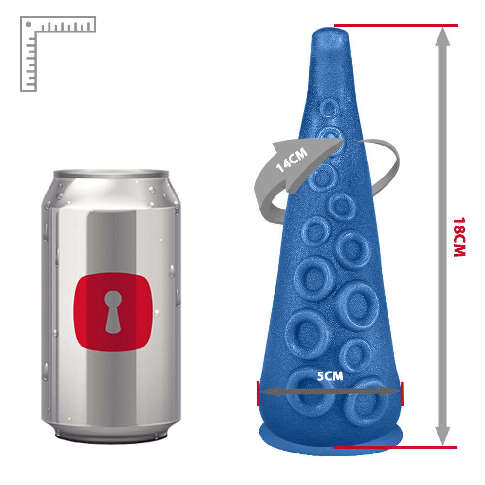 Dildo Feito em PVC Flex�vel em Formato de Tent�culos com Vibrador 18 x 5cm Azul Cintilante | Foto 06