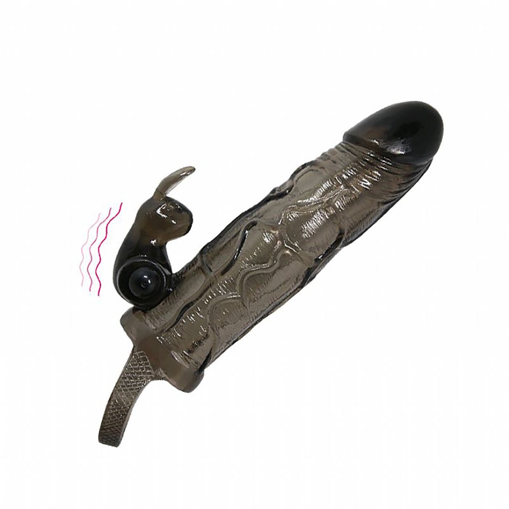 Capa Peniana com Anel para Escroto e Vibrador Clitoriano em Formato de Coelho Fum� | Foto 02