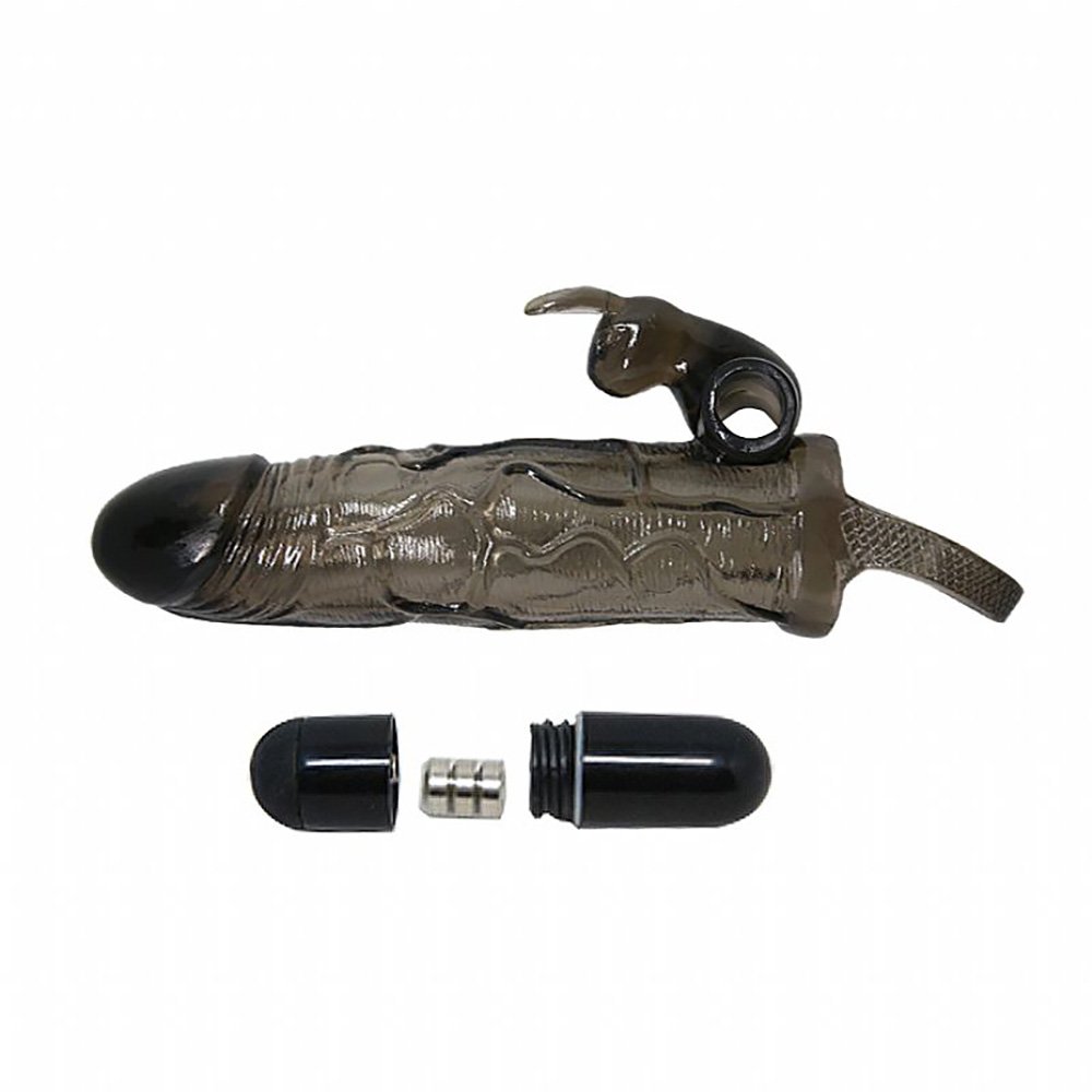 Capa Peniana com Anel para Escroto e Vibrador Clitoriano em Formato de Coelho Fum� | Foto 04