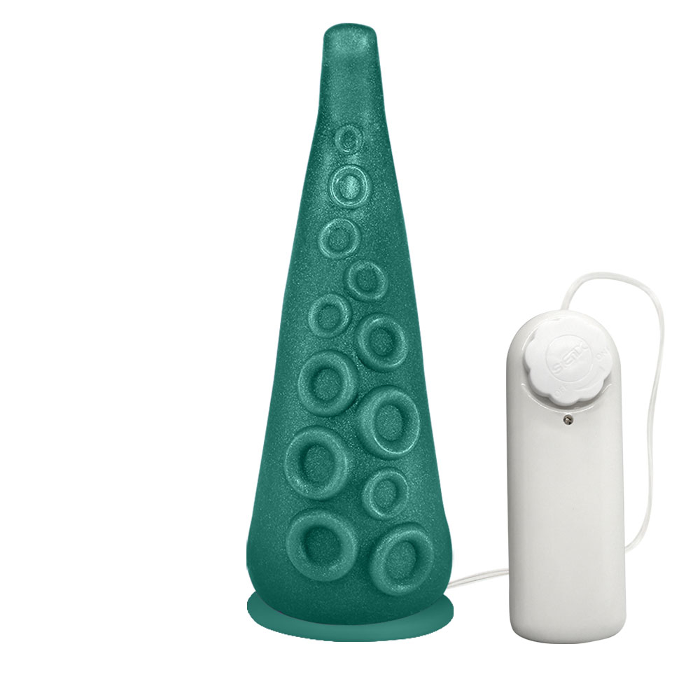 Dildo Feito em PVC Flex�vel em Formato de Tent�culos com Vibrador 18 x 5cm Verde Cintilante | Foto 02