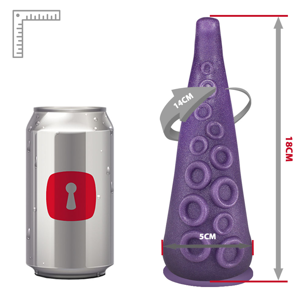 Dildo Feito em PVC Flexível em Formato de Tentáculos com Vibrador 18 x 5cm Roxo Cintilante | Foto 06