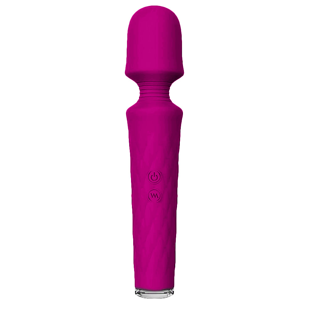 Massageador Er�tico Luna Pink em vista frontal, destacando a textura do silicone e os bot�es de controle.