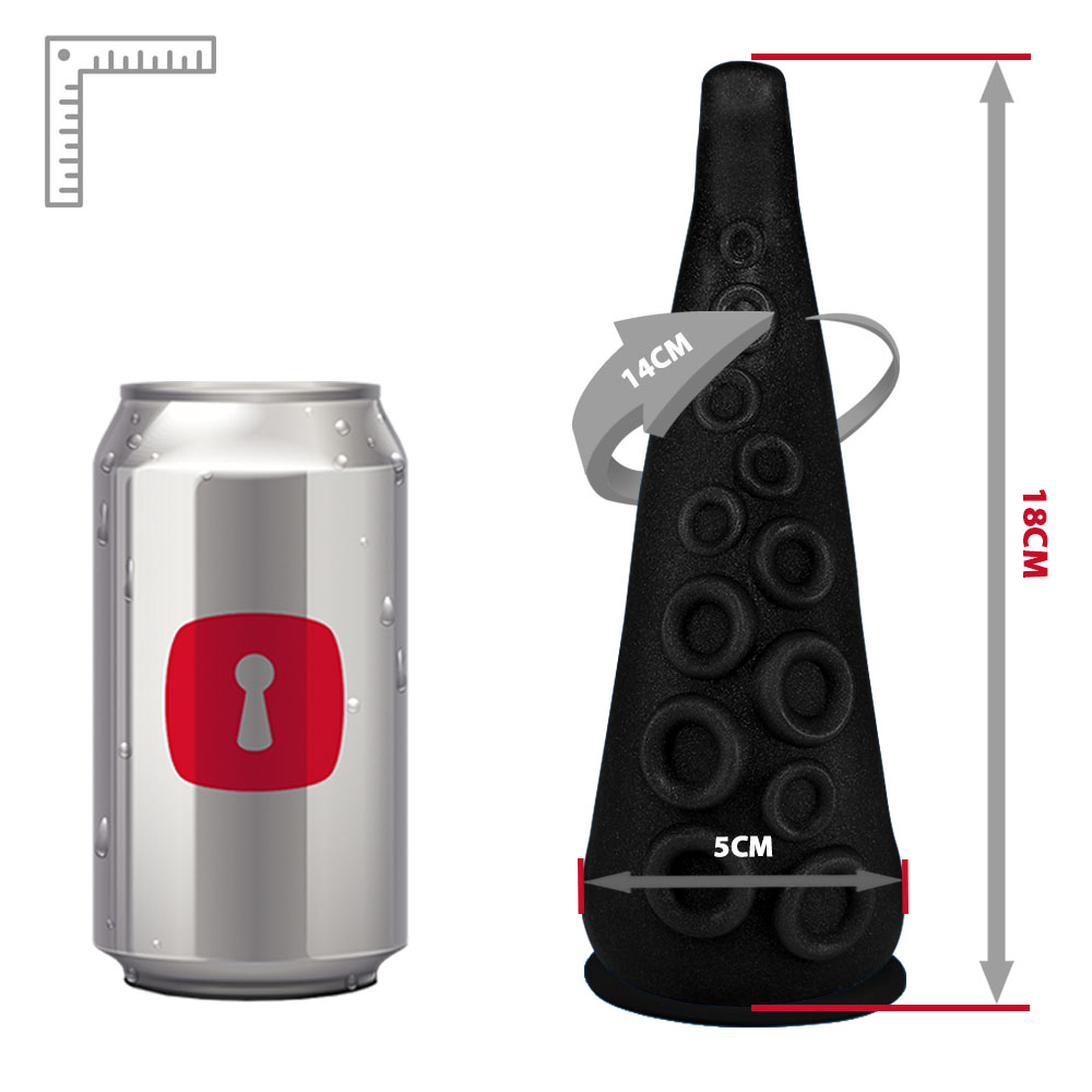 Dildo Feito em PVC Flexível em Formato de Tentáculos com Vibrador e Ventosa 18 x 5cm Preto | Foto 06
