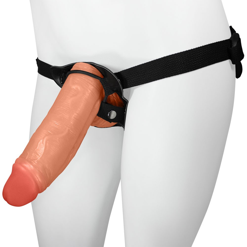 Cinta Peniana em Vinil Strap-on para Inversão de Papel + Pênis Large Flexível com Escroto 21 x 6,5cm | Foto 01
