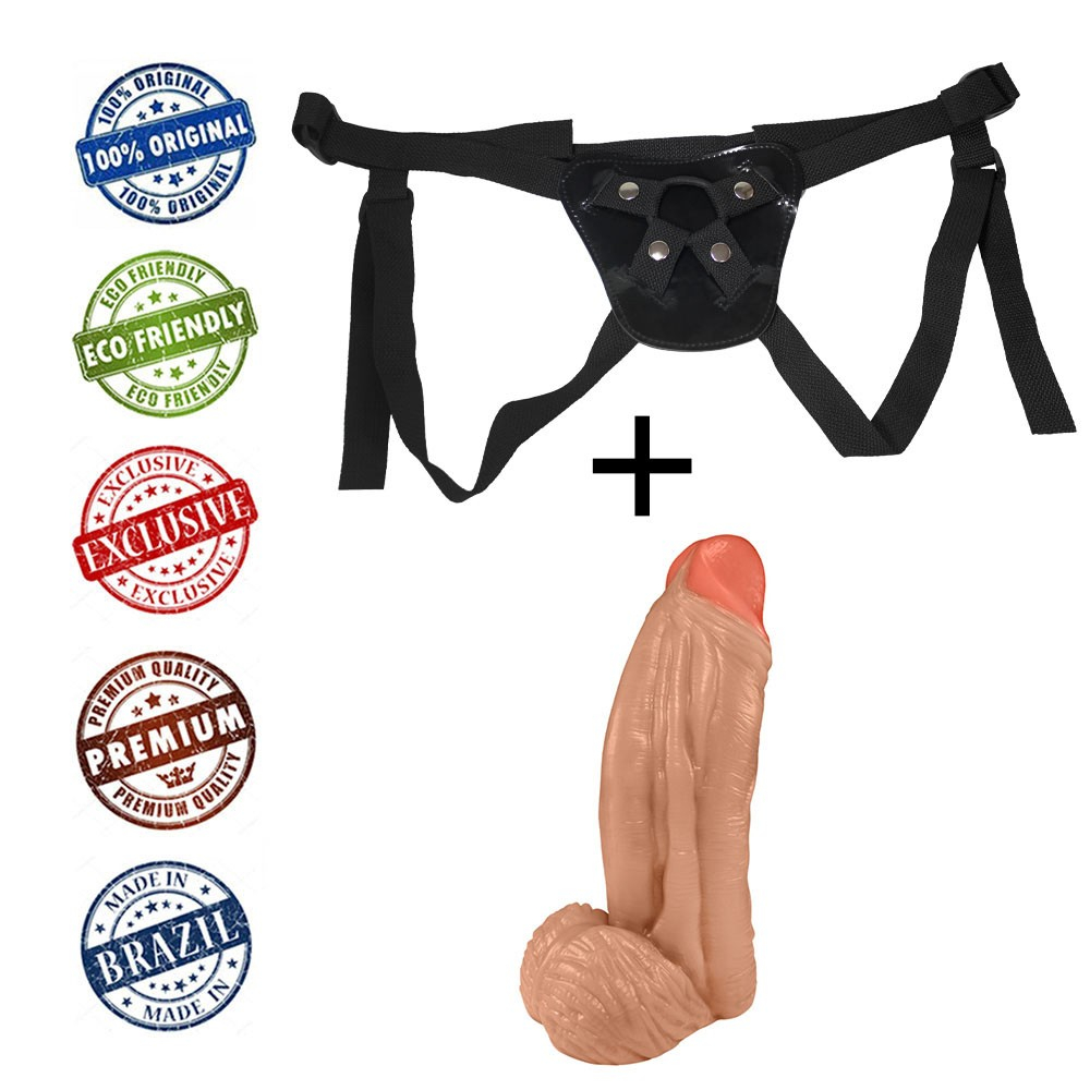 Cinta Peniana em Vinil Strap-on para Inversão de Papel + Pênis Large Flexível com Escroto 21 x 6,5cm | Foto 05