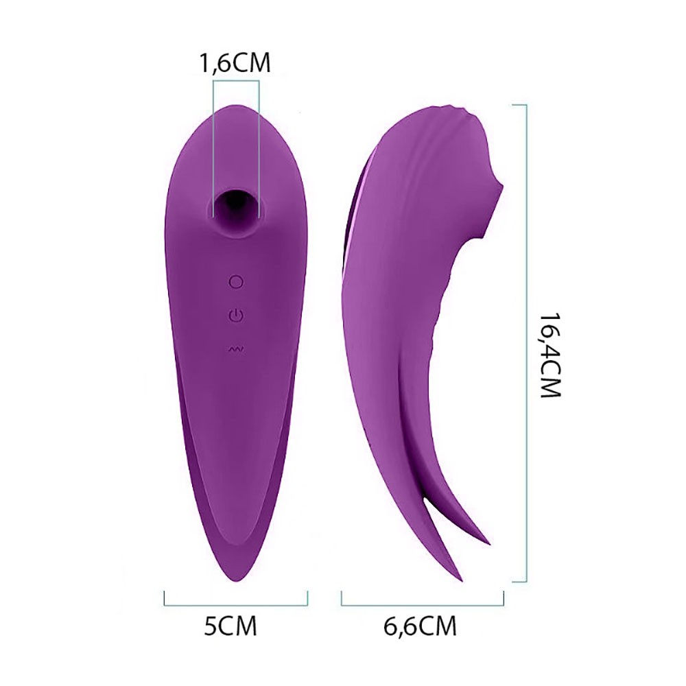 Vibrador para Clit�ris em Silicone Recarreg�vel Roxo - Close dos bot�es de controle, mostrando os �cones de ligar/desligar, vibra��o e pulsa��o para f�cil manuseio.