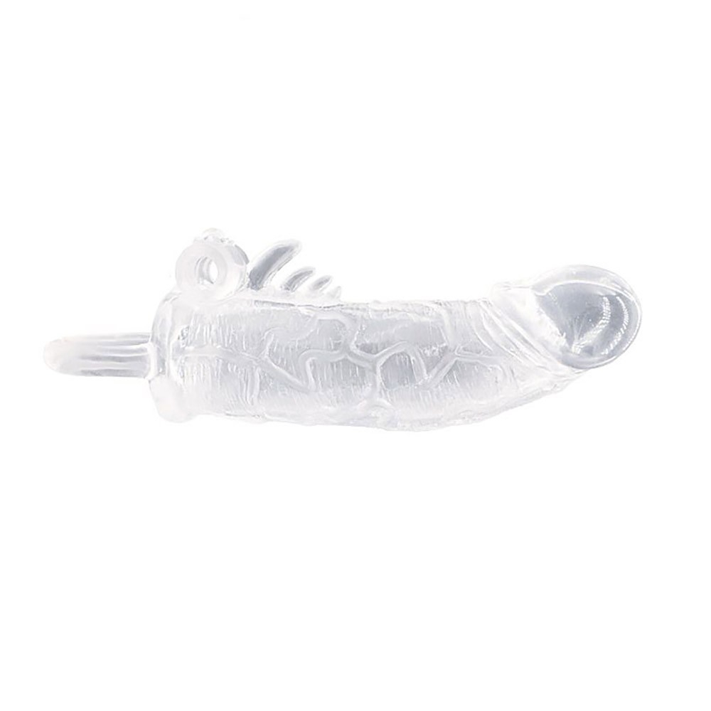 Capa Peniana com Vibrador em Jelly e Anel Escrotal 15 x 4,1cm Transparente | Foto 05